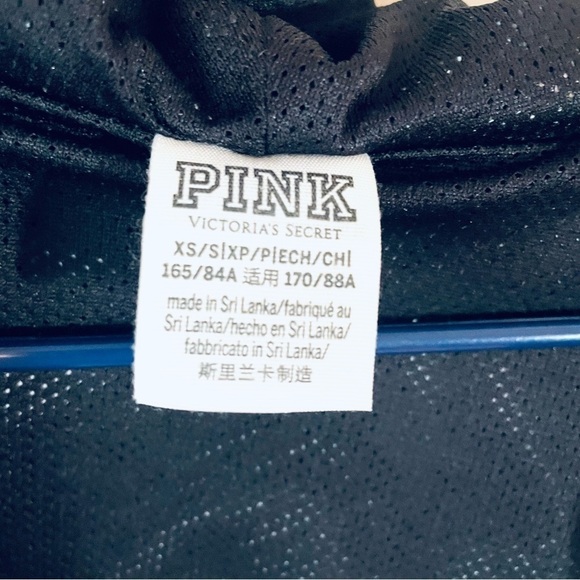 Victoria's Secret Pink Black/White Full Zip Hoodie Windbreaker Jacket Women's XS - Picture 5 of 11